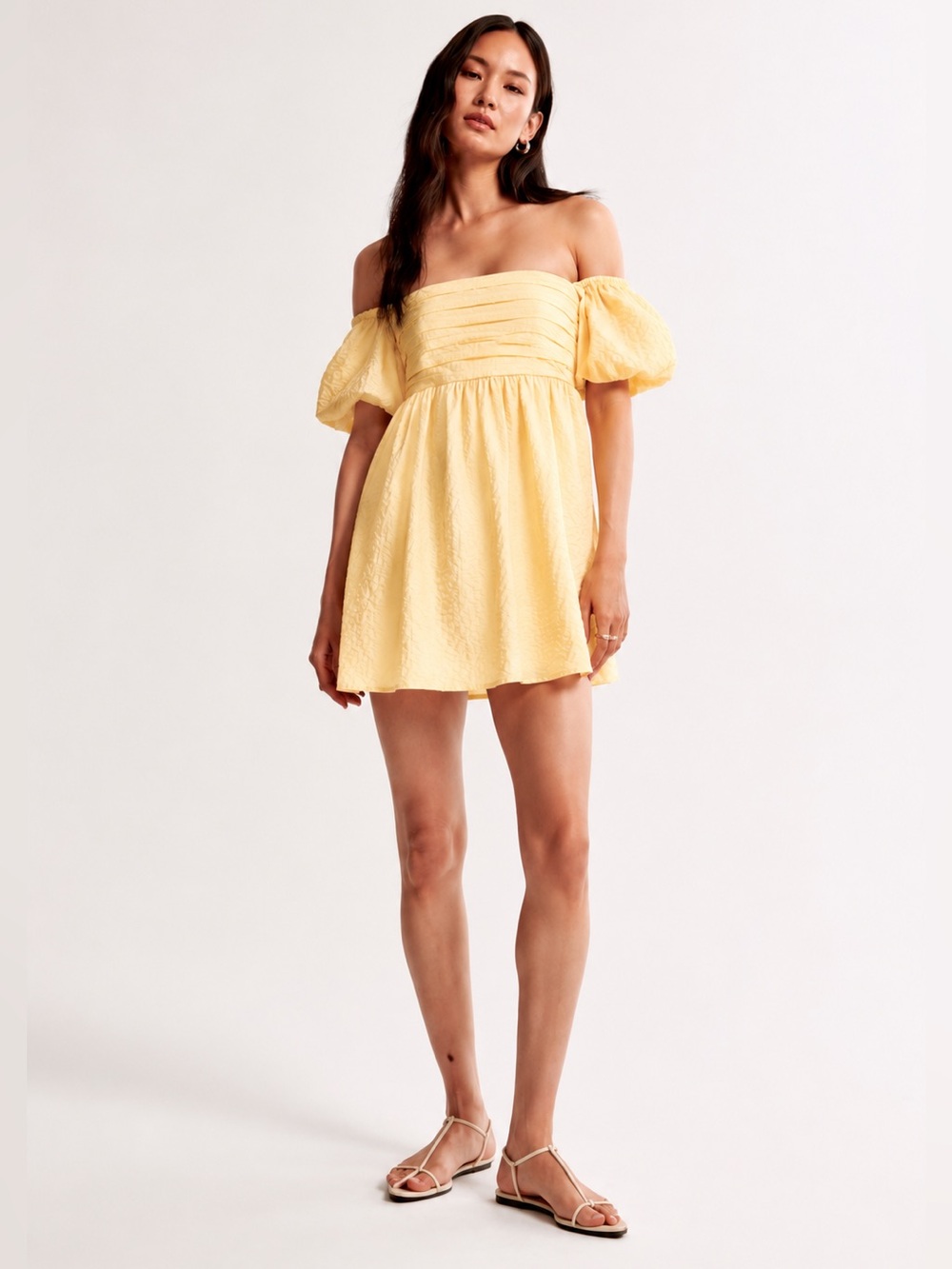 Abercrombie and Fitch Off the Shoulder Emerson Skort Dress in Butter Yellow